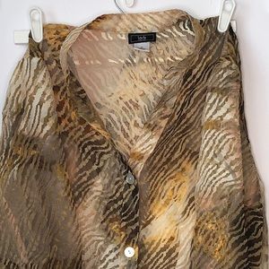 Lark Lane button up shirt 16 tiger print sheer